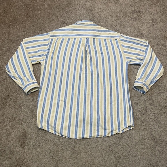 Vintage LL Bean Shirt Mens Large Tall Blue Yellow Button Up Shirt Cotton Outdoor - Picture 8 of 9